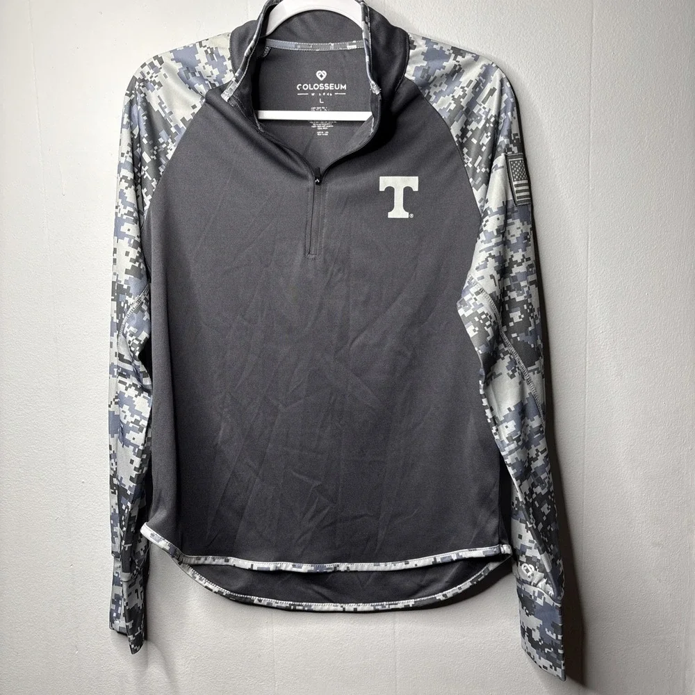 Tennessee Volunteers Women Colosseum OHT Gray Military Appreciation 1/4 Zip Larg